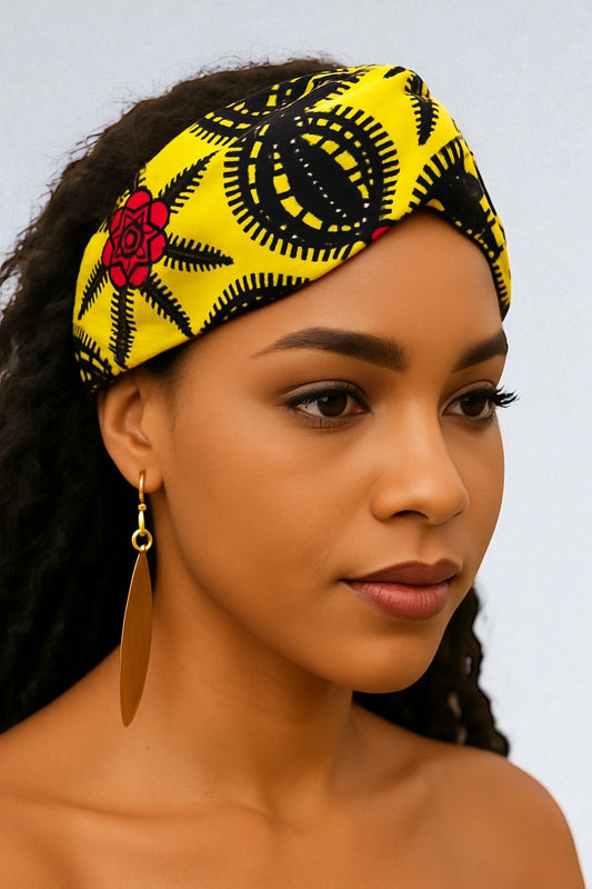 Yellow & Pink Ankara African Print Headband – Elastic Comfort Fit - Fatisha Boutique #