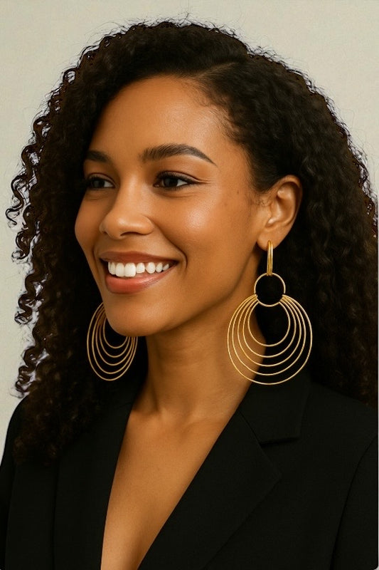 African Multi-Hoop Brass Earrings – Bohemian Statement Dangle Jewellery - Fatisha Boutique #