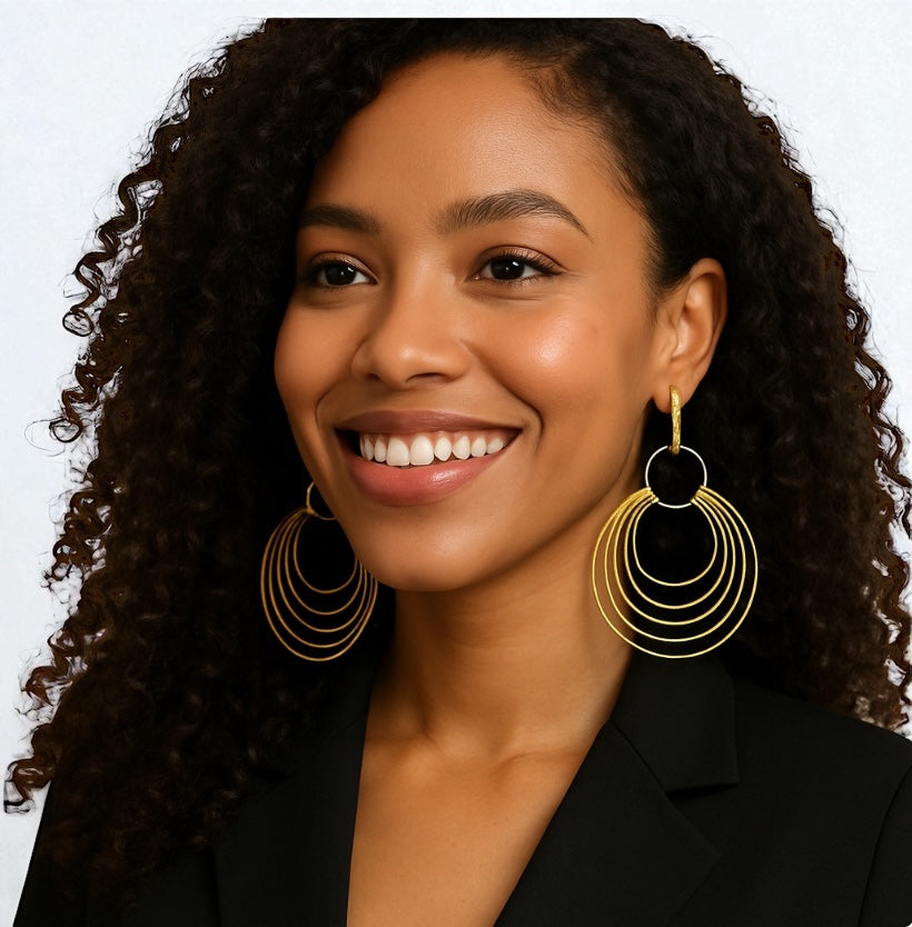 African Multi-Hoop Brass Earrings – Bohemian Statement Dangle Jewellery - Fatisha Boutique #