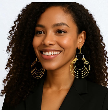 African Multi-Hoop Brass Earrings – Bohemian Statement Dangle Jewellery - Fatisha Boutique #