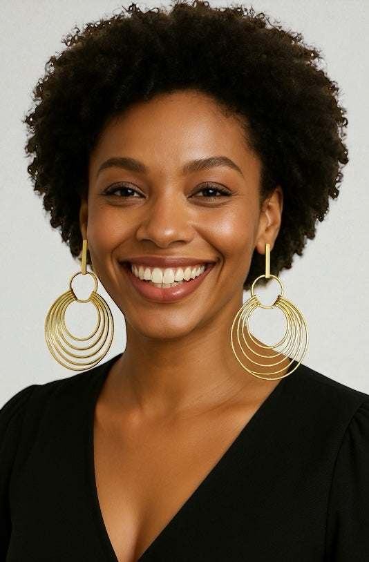 African Multi-Hoop Brass Earrings – Bohemian Statement Dangle Jewellery - Fatisha Boutique #