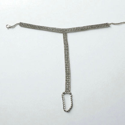 Pair of Sparkling Crystal Rhinestone Barefoot Sandals – Gold & Silver Bridal Toe Anklets - Fatisha Boutique #
