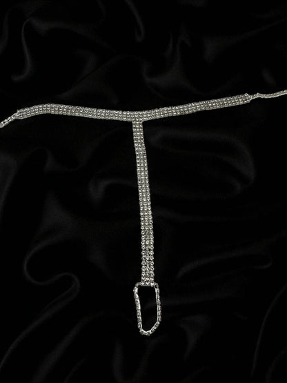 Pair of Sparkling Crystal Rhinestone Barefoot Sandals – Gold & Silver Bridal Toe Anklets - Fatisha Boutique #