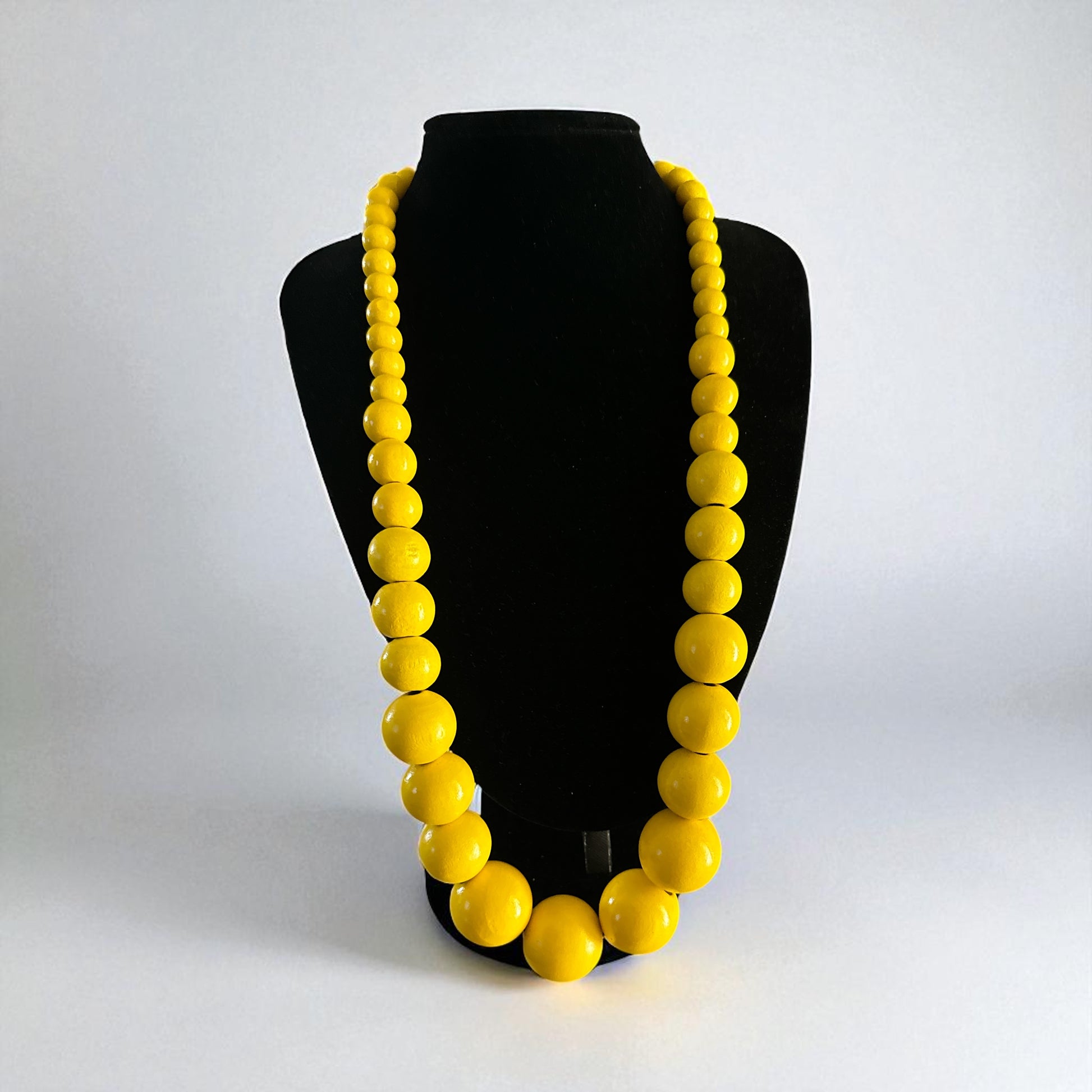 Bohemian Chunky Wooden Bead Necklace – 80cm Bold Statement Jewellery in Colours - Fatisha Boutique #