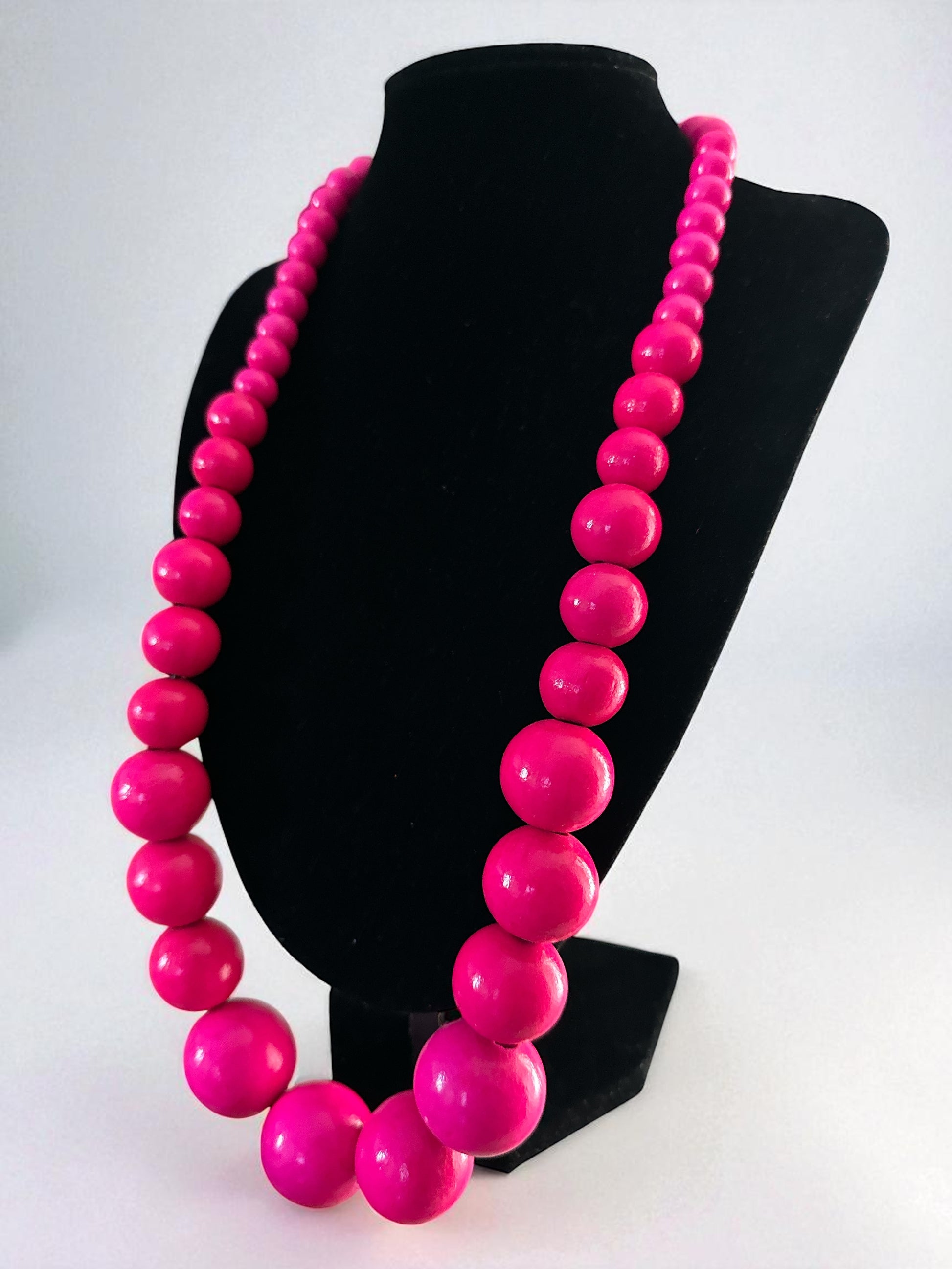 Bohemian Chunky Wooden Bead Necklace – 80cm Bold Statement Jewellery in Colours - Fatisha Boutique #