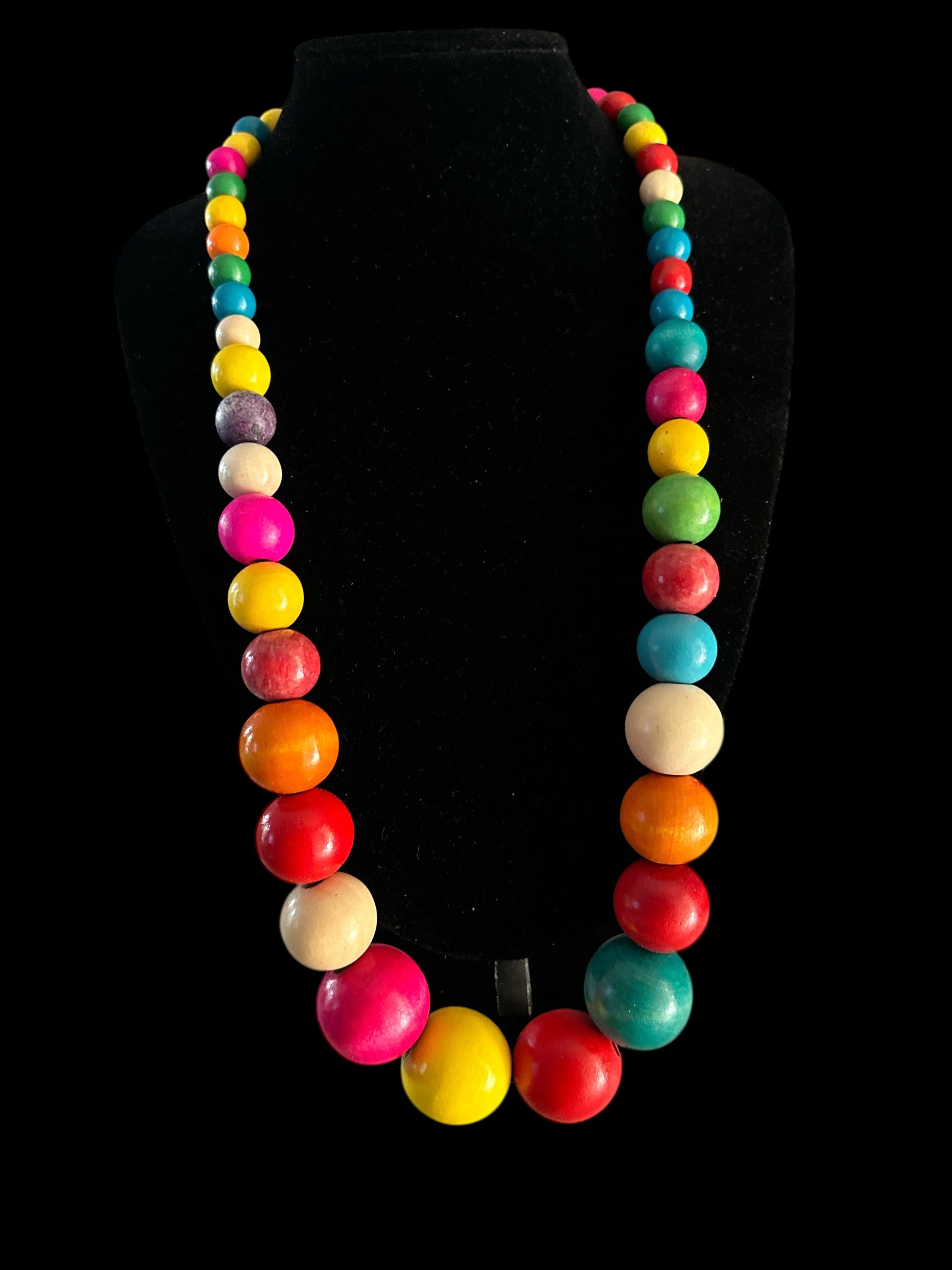 Bohemian Chunky Wooden Bead Necklace – 80cm Bold Statement Jewellery in Colours - Fatisha Boutique #