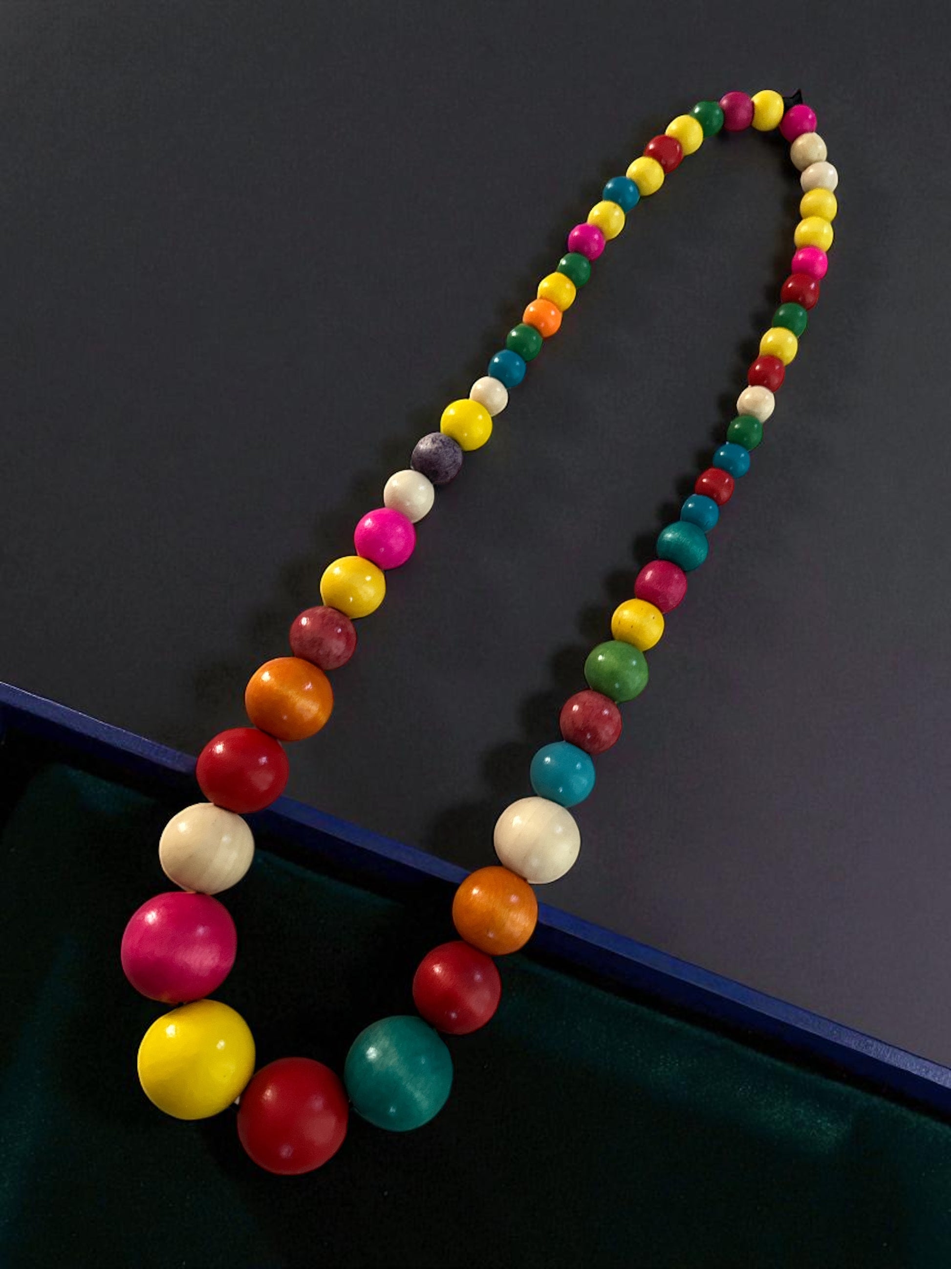 Bohemian Chunky Wooden Bead Necklace – 80cm Bold Statement Jewellery in Colours - Fatisha Boutique #