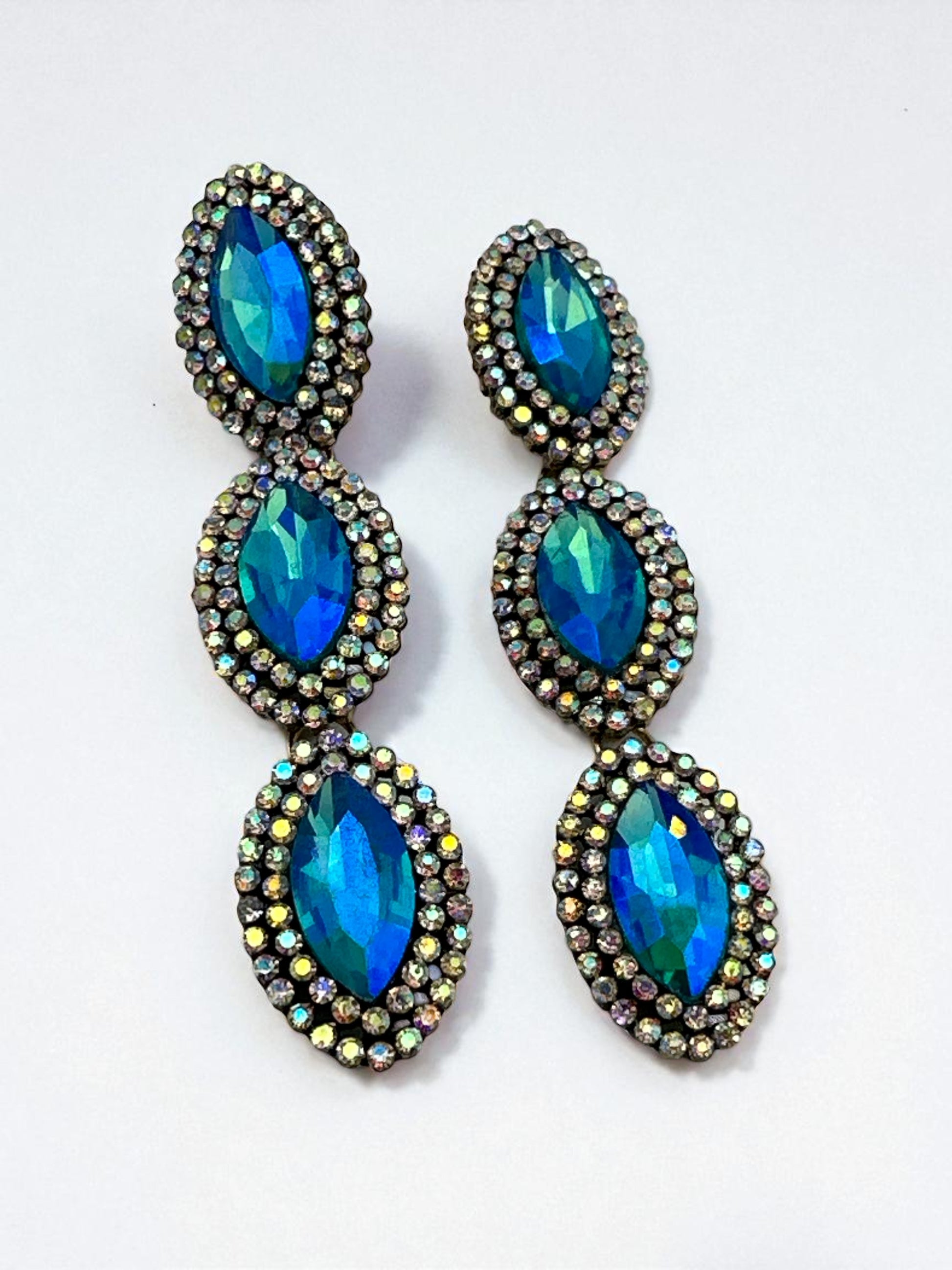Long Sparkling Crystal Statement Drop Earrings | Glam Dangle Jewellery - Fatisha Boutique #
