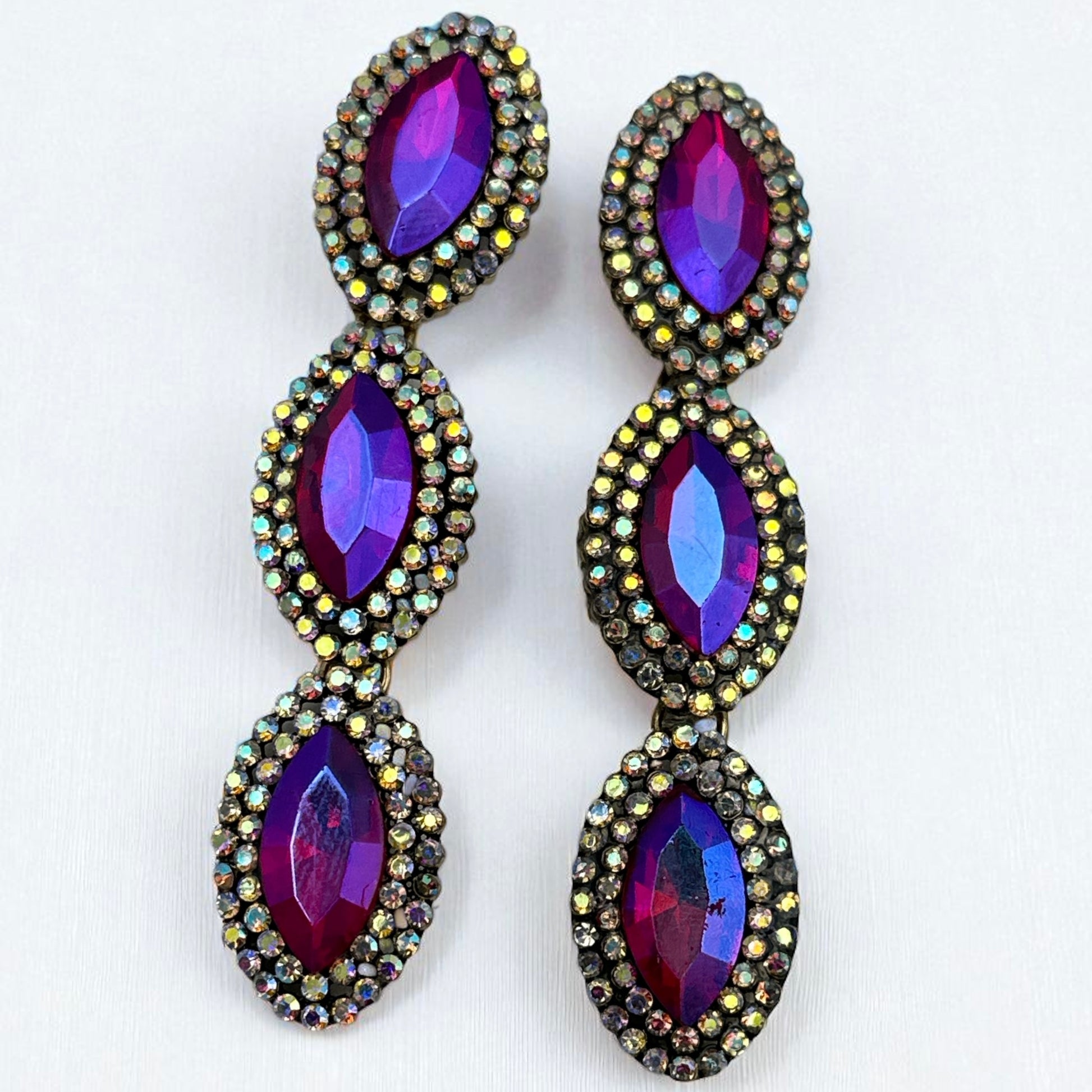 Long Sparkling Crystal Statement Drop Earrings | Glam Dangle Jewellery - Fatisha Boutique #
