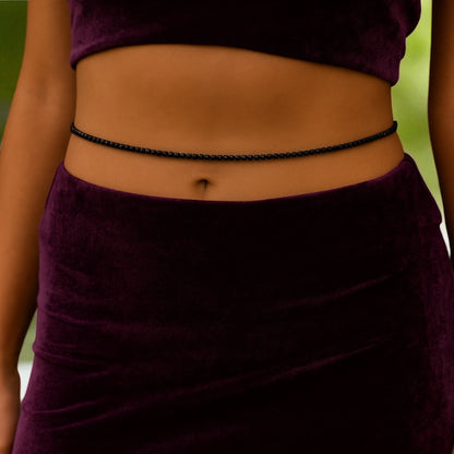 Minimalist Rhinestone Belly Chain – Gold, Silver, Black Crystal Waist Jewellery - Fatisha Boutique #