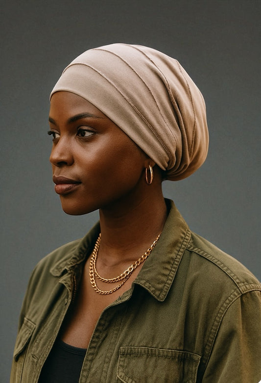 Satin Lined Double Layer Turban Beanie – Pre-Tied Cotton Headwrap Cap for Women - Fatisha Boutique #