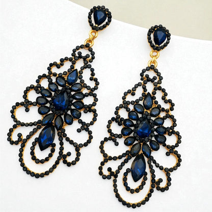 Elegant Rhinestone Chandelier Earrings – Teardrop Vintage Statement Jewellery for Events & Weddings - Fatisha Boutique #