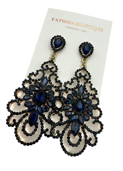 Elegant Rhinestone Chandelier Earrings – Teardrop Vintage Statement Jewellery for Events & Weddings - Fatisha Boutique #
