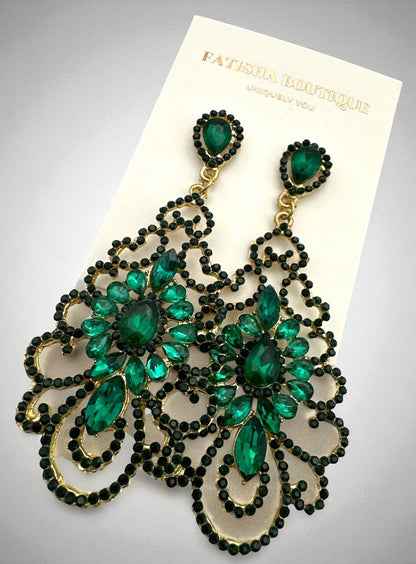 Elegant Rhinestone Chandelier Earrings – Teardrop Vintage Statement Jewellery for Events & Weddings - Fatisha Boutique #