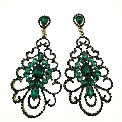 Elegant Rhinestone Chandelier Earrings – Teardrop Vintage Statement Jewellery for Events & Weddings - Fatisha Boutique #