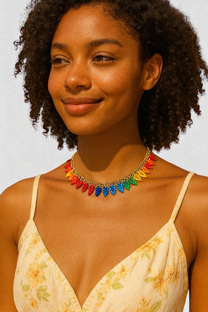 Authentic African Handmade Beaded Choker Necklace – Multicolour Ethnic Jewellery for Women - Fatisha Boutique #