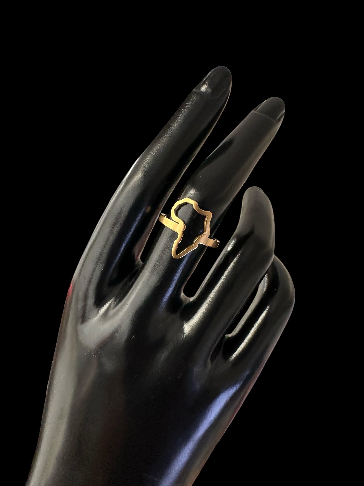 Africa Map Adjustable Ring – Stainless Steel Outline Ring in Gold & Silver Finish, Afrocentric Jewellery - Fatisha Boutique #
