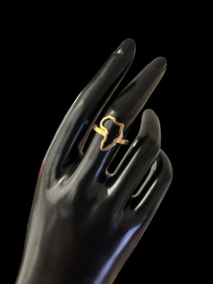Africa Map Adjustable Ring – Stainless Steel Outline Ring in Gold & Silver Finish, Afrocentric Jewellery - Fatisha Boutique #