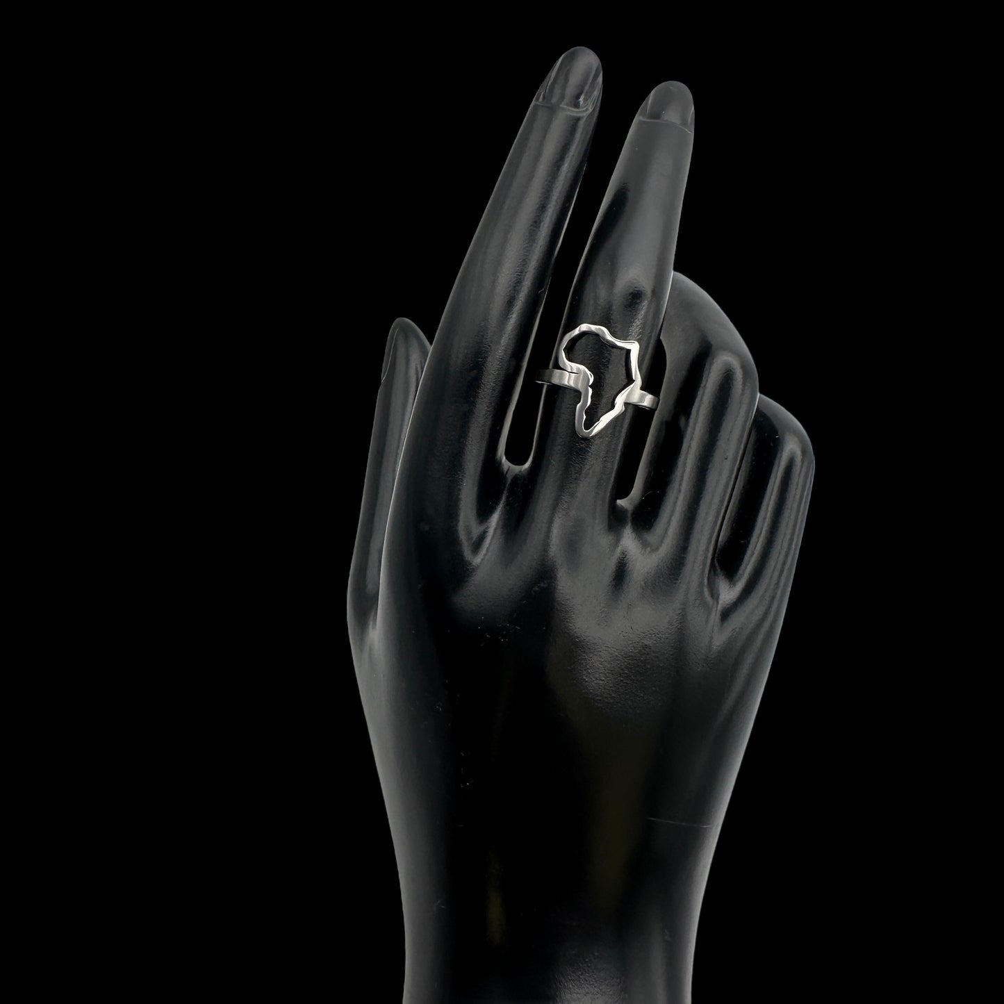 Africa Map Adjustable Ring – Stainless Steel Outline Ring in Gold & Silver Finish, Afrocentric Jewellery - Fatisha Boutique #