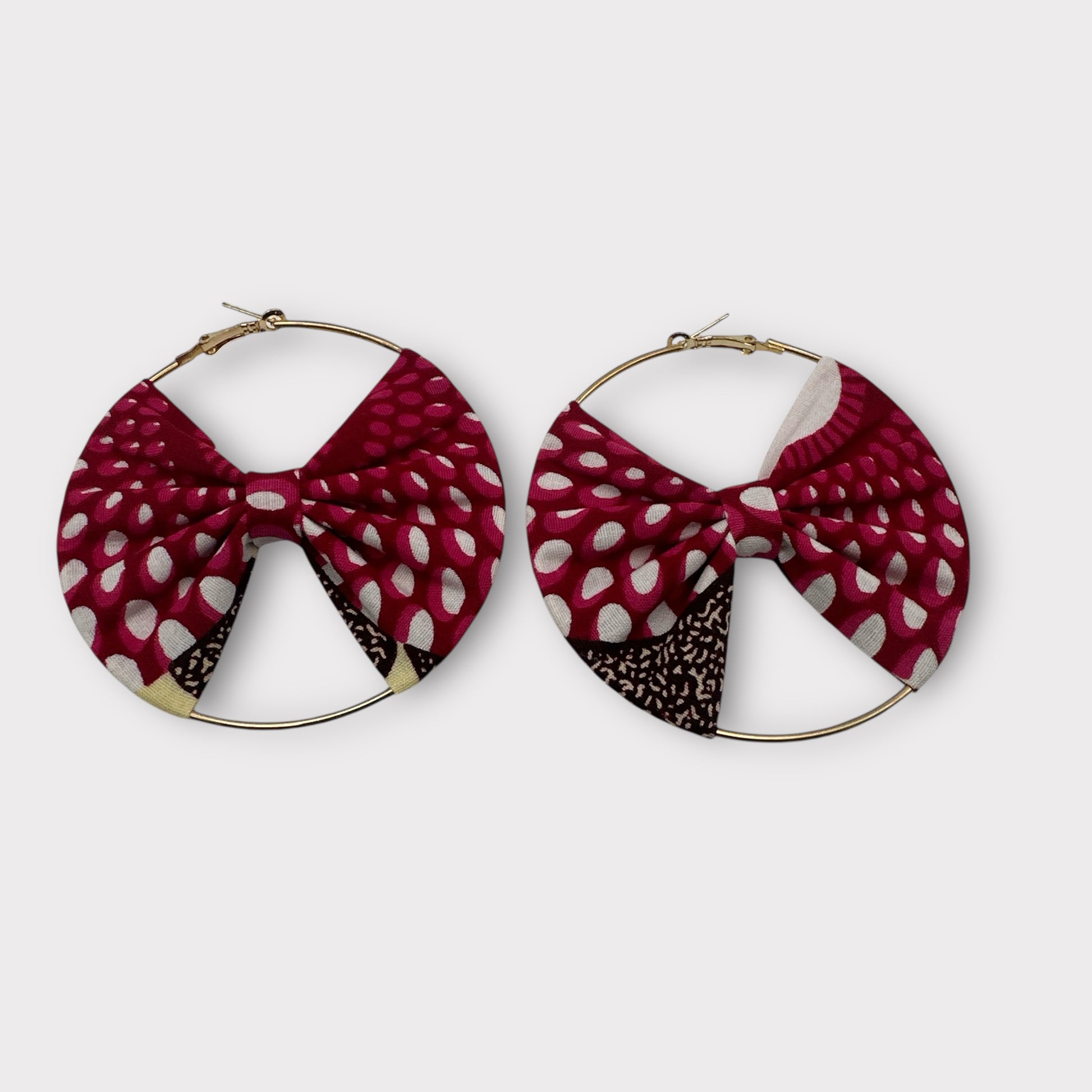 Bold African Print Hoop Earrings – 8cm Ankara Fabric Statement Jewellery - Fatisha Boutique #