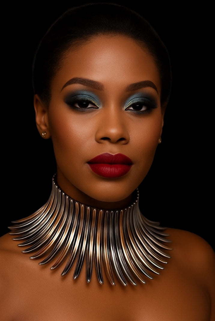 Bold Statement Tribal Collar Choker Necklace – African-Inspired Metal Neckpiece for Women - Fatisha Boutique #