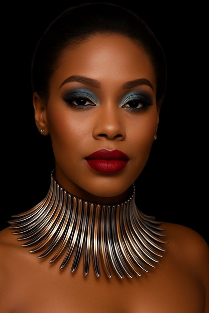 Bold Statement Tribal Collar Choker Necklace – African-Inspired Metal Neckpiece for Women - Fatisha Boutique #