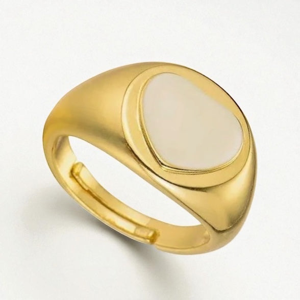 Colorful Heart-Shaped Pastel Adjustable Rings – Gold-Tone Copper Statement Jewellery - Fatisha Boutique #