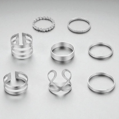 Boho Minimal Statement Ring Set – 8-Piece Gold & Silver for Petite Fingers - Fatisha Boutique #