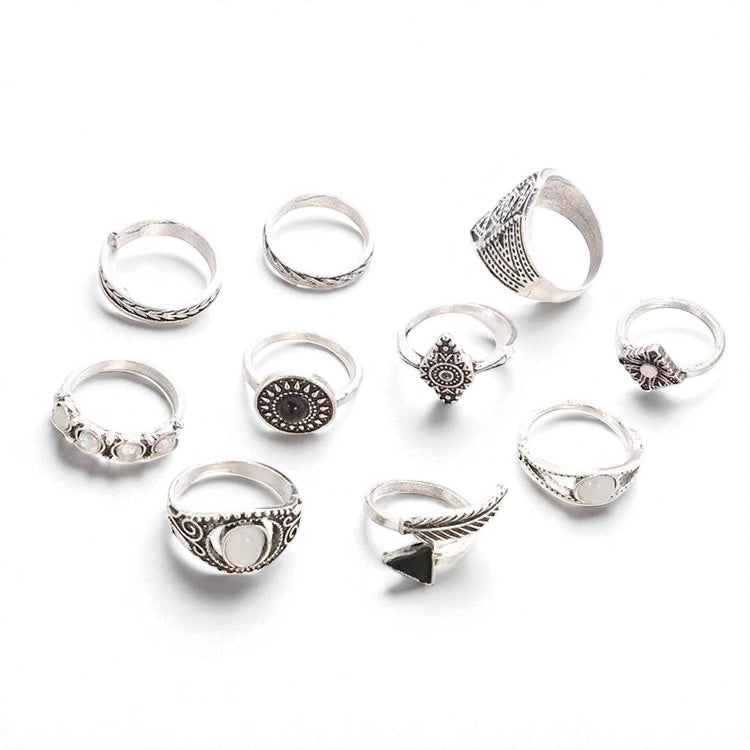 Bohemian 10-Piece Antique Gold & Silver Ring Set – Vintage Tribal Knuckle Rings - Fatisha Boutique #