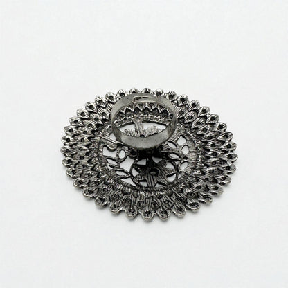 Vintage Boho Oversized Statement Ring – Antique Gold & Silver, 5cm Mandala Design - Fatisha Boutique #