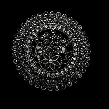 Vintage Boho Oversized Statement Ring – Antique Gold & Silver, 5cm Mandala Design - Fatisha Boutique #