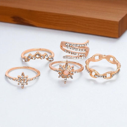 Gold Opal Aesthetic Ring Set (17 Pieces) – Vintage Boho Stacking Rings - Fatisha Boutique #