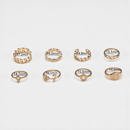 Set of 8 Adjustable Rings for Women – Gold & Silver Stackable Fashion Jewellery - Fatisha Boutique #