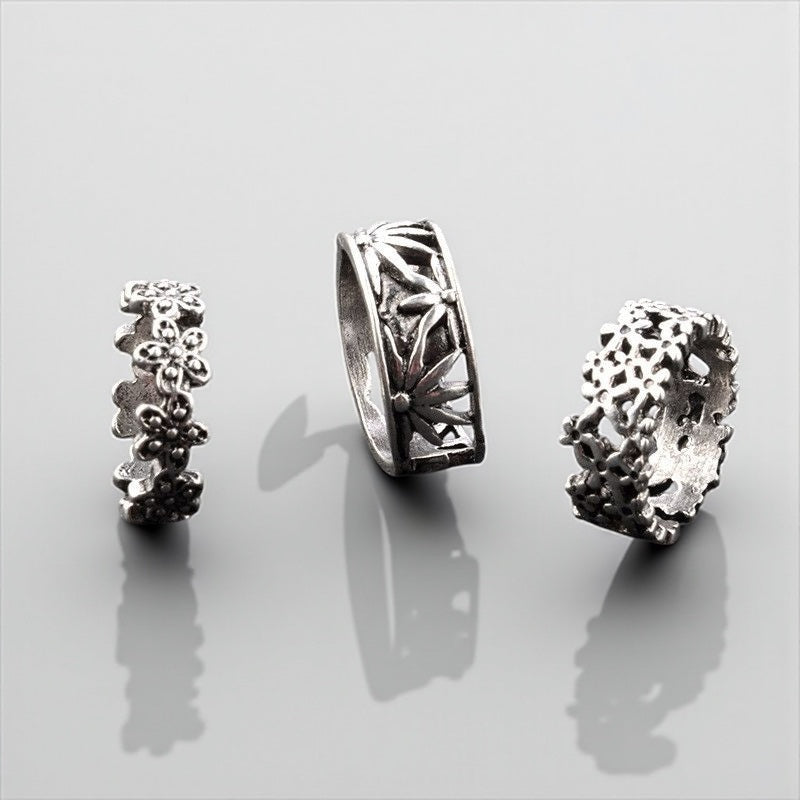 Set of 13 Boho Vintage Silver Rings – Celestial & Tribal Style Midi Finger Jewellery - Fatisha Boutique #