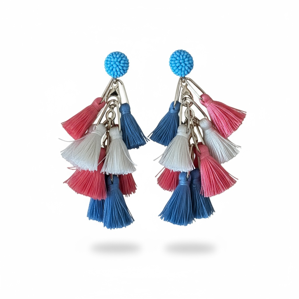 Boho Colourful Tassel Drop Earrings – Statement Dangle Earrings, Multicolour Fringe - Fatisha Boutique #