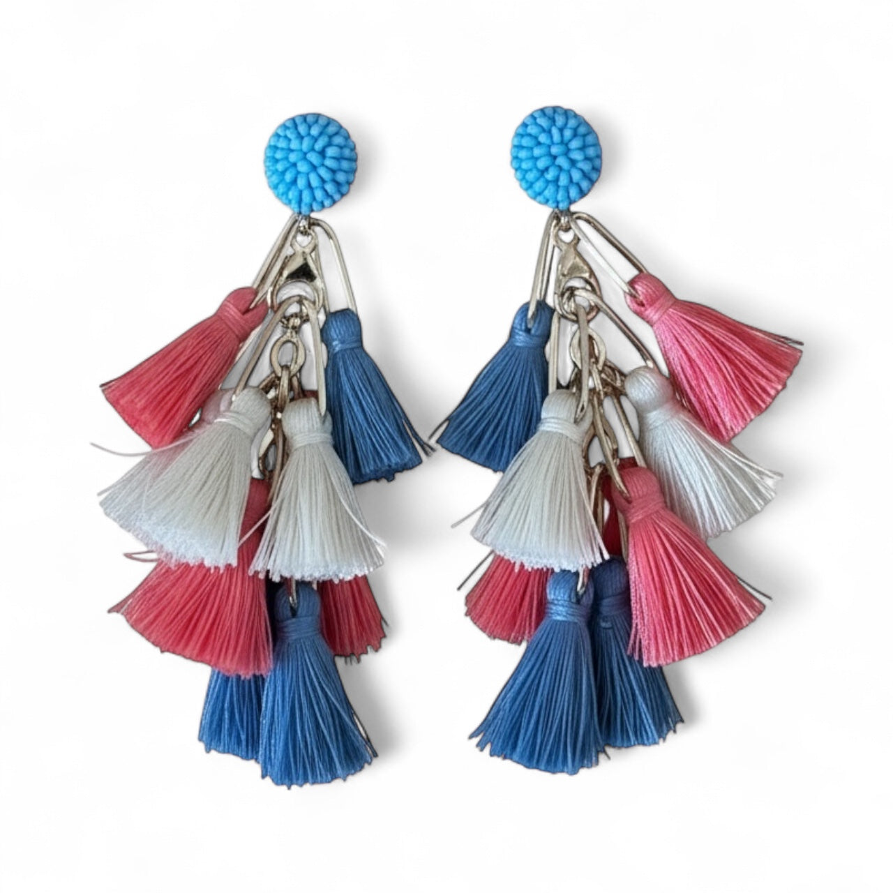 Boho Colourful Tassel Drop Earrings – Statement Dangle Earrings, Multicolour Fringe - Fatisha Boutique #