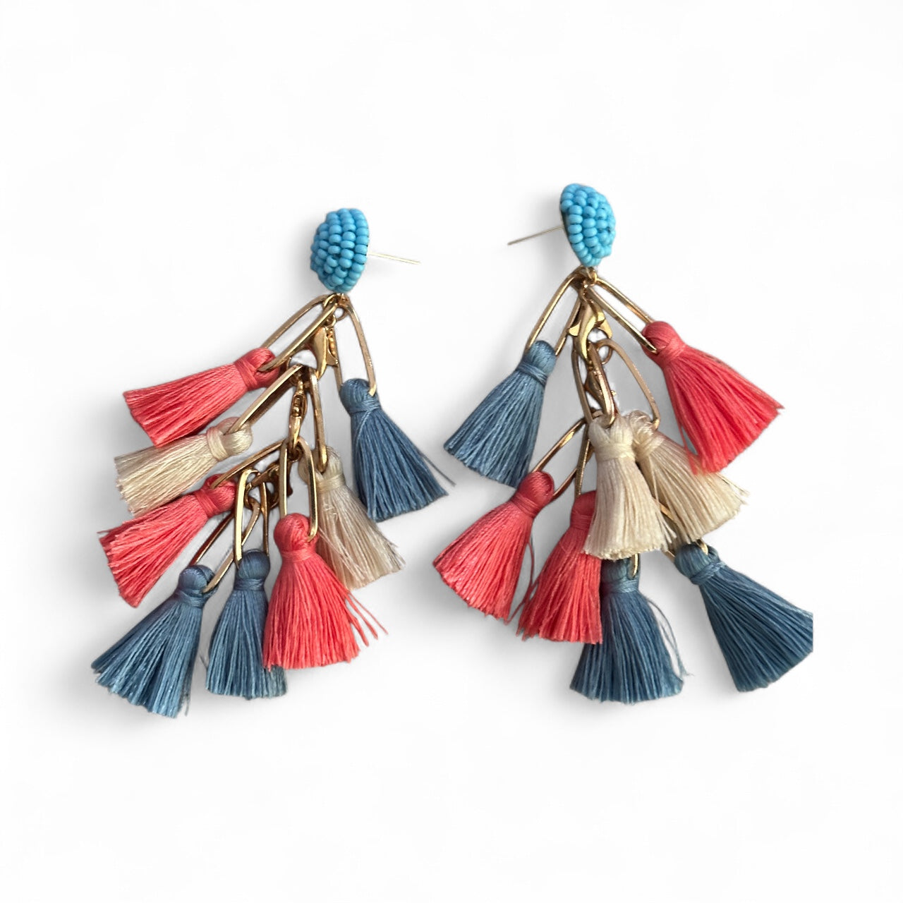 Boho Colourful Tassel Drop Earrings – Statement Dangle Earrings, Multicolour Fringe - Fatisha Boutique #