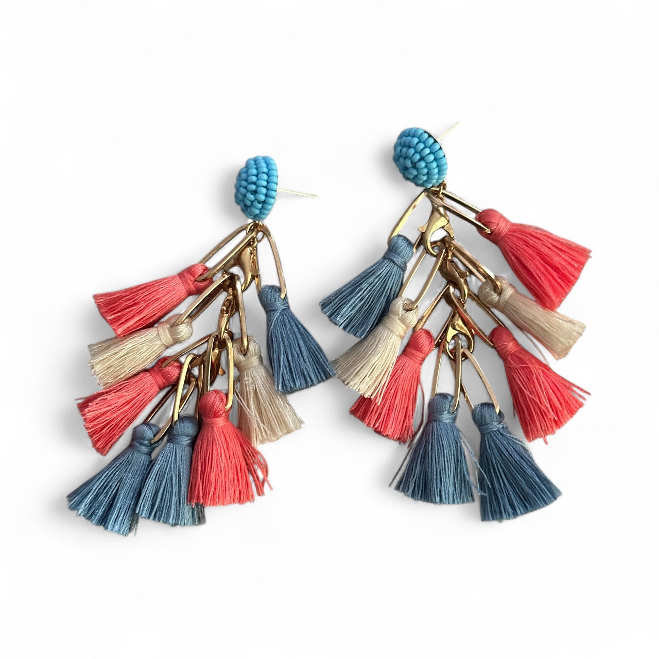 Boho Colourful Tassel Drop Earrings – Statement Dangle Earrings, Multicolour Fringe - Fatisha Boutique #