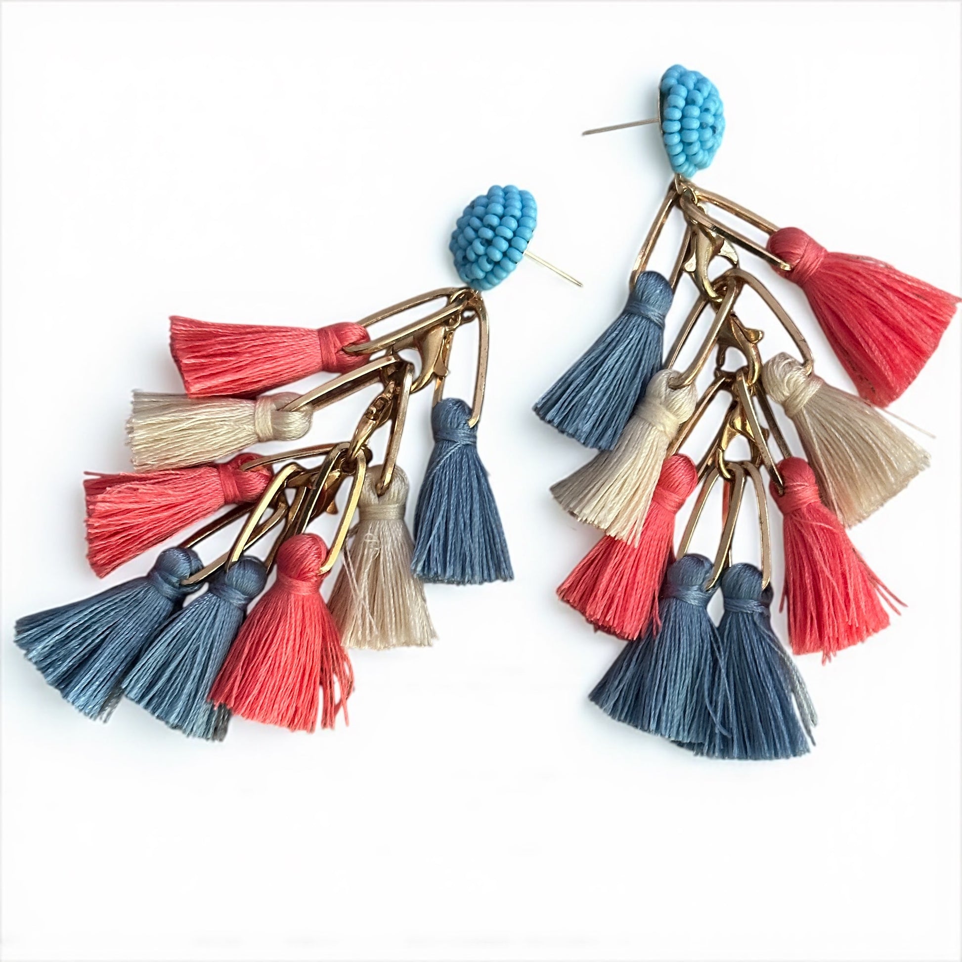 Boho Colourful Tassel Drop Earrings – Statement Dangle Earrings, Multicolour Fringe - Fatisha Boutique #
