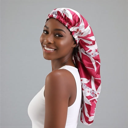 Double Layered Adjustable Satin Silk Bonnet Cap – For Long Hair, Braids & Locs - Fatisha Boutique #
