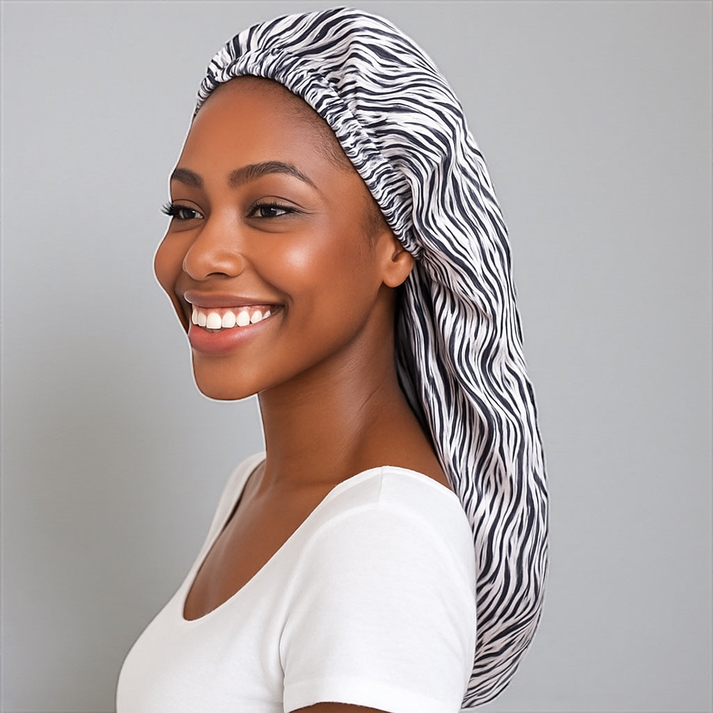 Double Layered Adjustable Satin Silk Bonnet Cap – For Long Hair, Braids & Locs - Fatisha Boutique #
