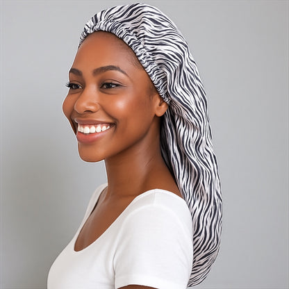 Double Layered Adjustable Satin Silk Bonnet Cap – For Long Hair, Braids & Locs - Fatisha Boutique #