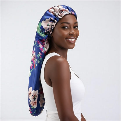 Double Layered Adjustable Satin Silk Bonnet Cap – For Long Hair, Braids & Locs - Fatisha Boutique #