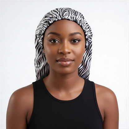 Double Layered Adjustable Satin Silk Bonnet Cap – For Long Hair, Braids & Locs - Fatisha Boutique #