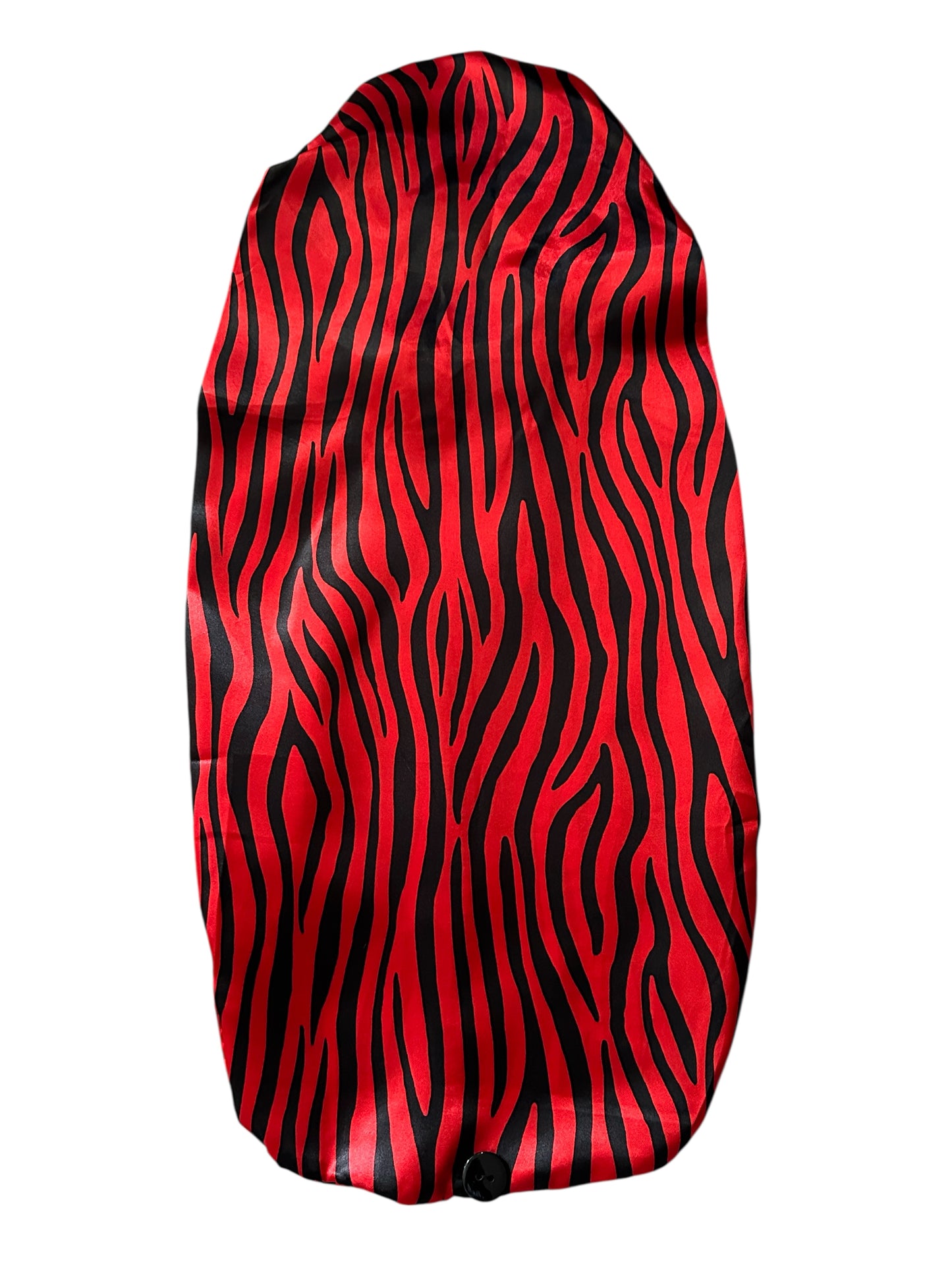 Long Satin Silk Striped Bonnet Cap with Button – Adjustable Sleep Cap for Braids, Locs & Long Hair - Fatisha Boutique #