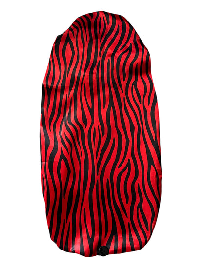 Long Satin Silk Striped Bonnet Cap with Button – Adjustable Sleep Cap for Braids, Locs & Long Hair - Fatisha Boutique #