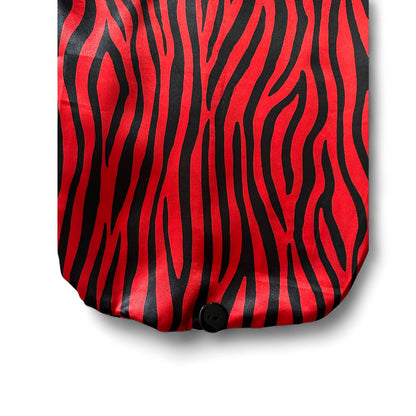 Long Satin Silk Striped Bonnet Cap with Button – Adjustable Sleep Cap for Braids, Locs & Long Hair - Fatisha Boutique #