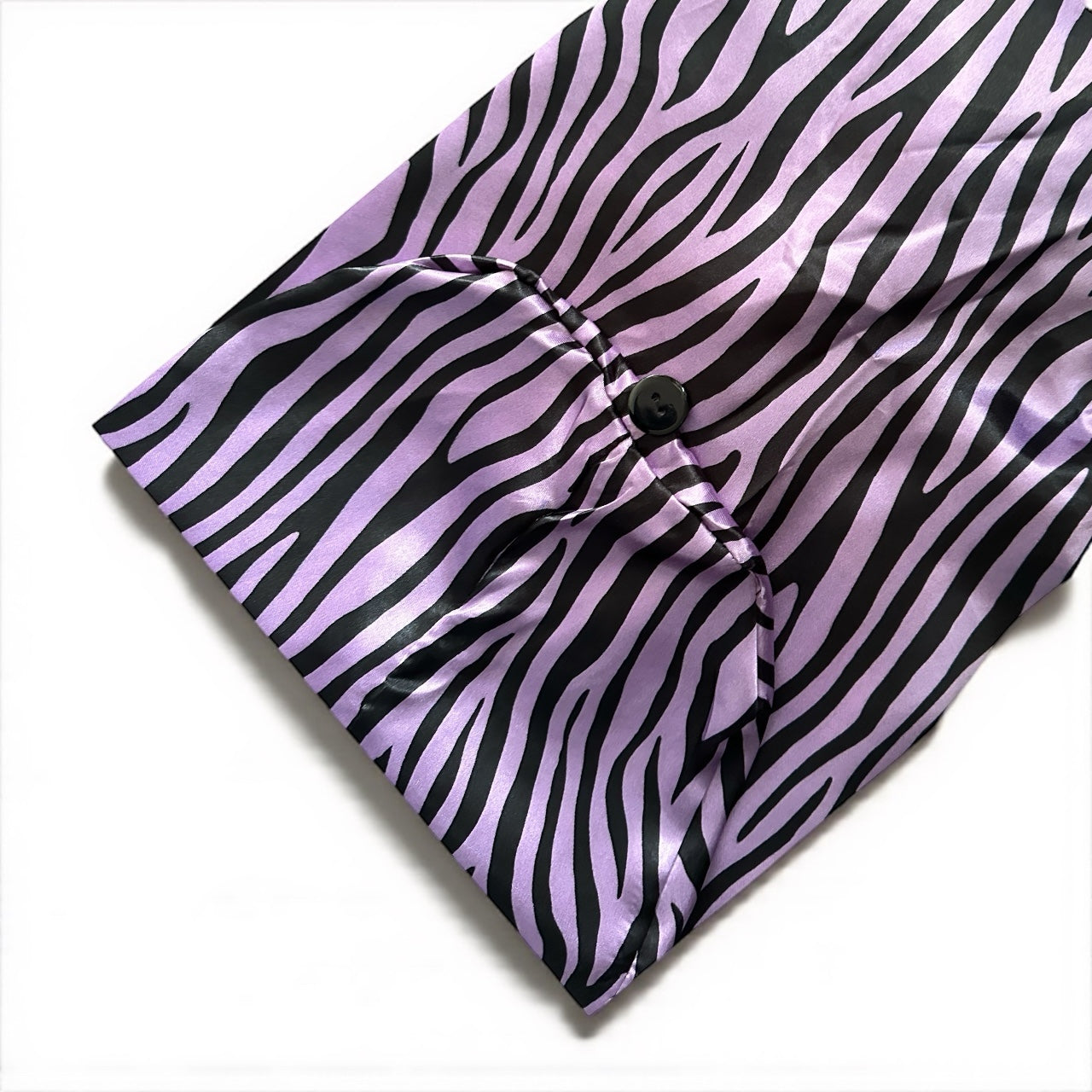 Long Satin Silk Striped Bonnet Cap with Button – Adjustable Sleep Cap for Braids, Locs & Long Hair - Fatisha Boutique #