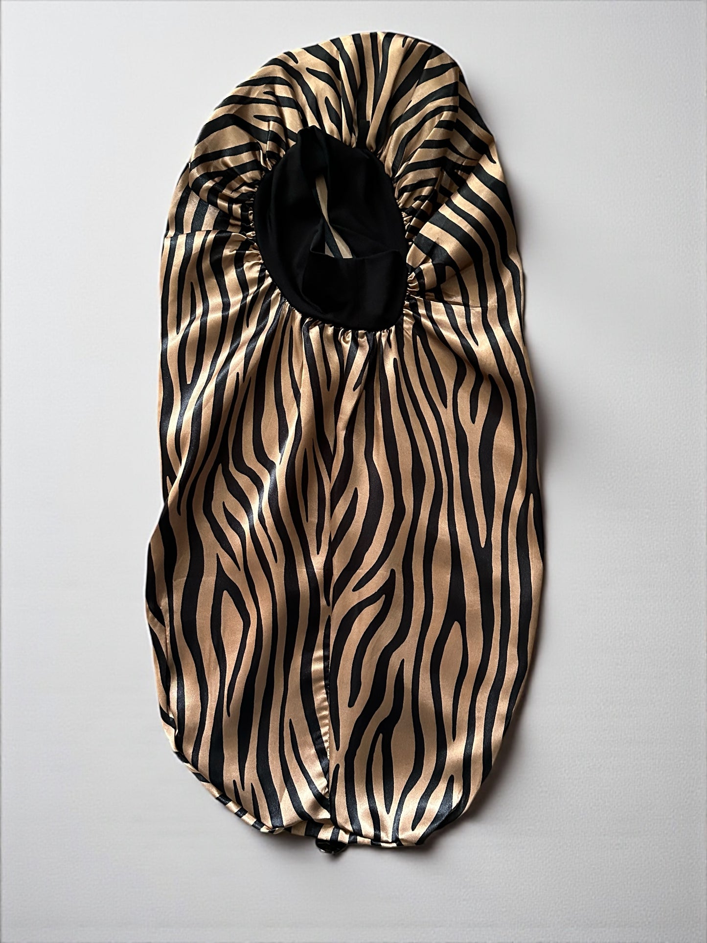 Long Satin Silk Striped Bonnet Cap with Button – Adjustable Sleep Cap for Braids, Locs & Long Hair - Fatisha Boutique #