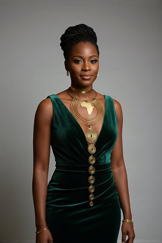 Authentic African Brass Statement Necklace – Handmade Long Spiral Pendant - Fatisha Boutique #